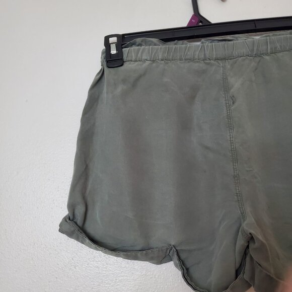 AERIE Women's S Elastic Pull On Shorts Pockets Casual Lightweight Olive Green - Picture 9 of 13